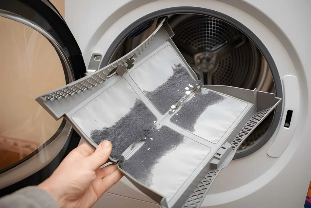 Professional Dryer Vent Cleaning removing lint buildup from a residential dryer vent system